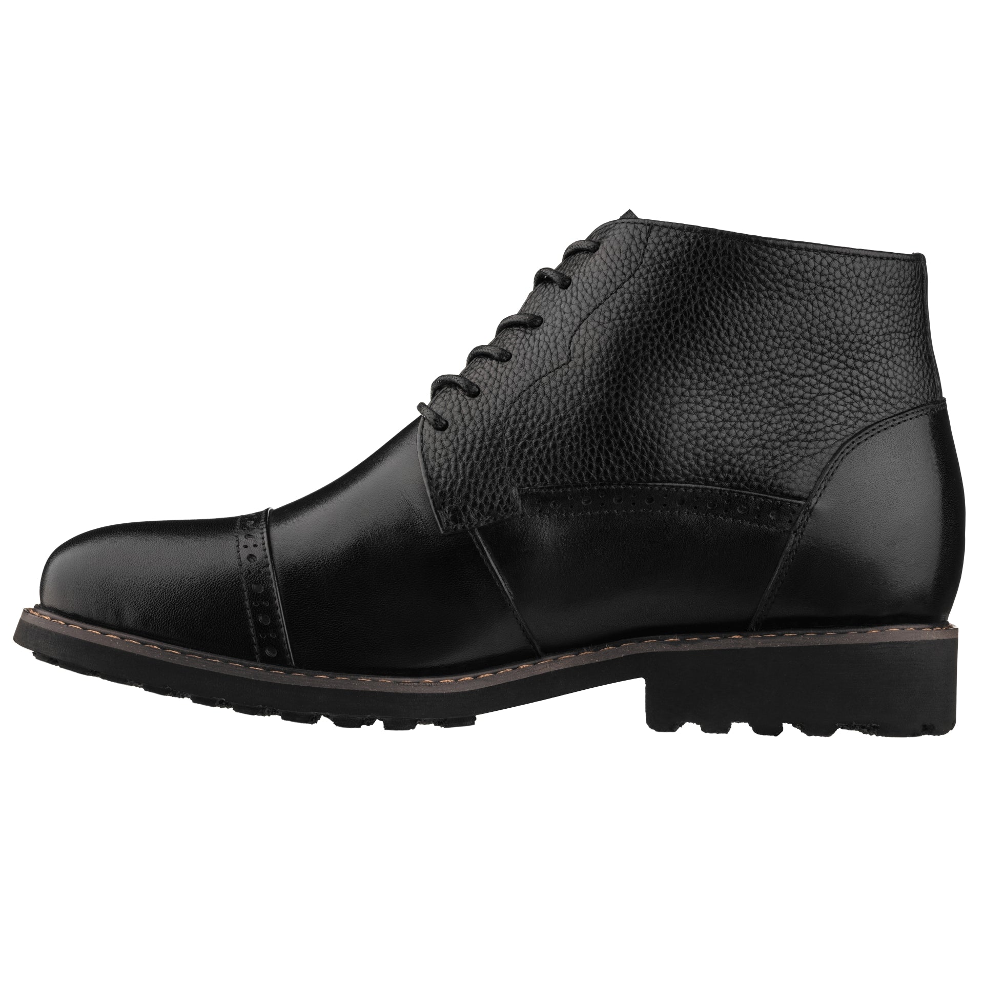 Y41083 - 3.2 Inches Taller (Black) - Lace Up Casual Men's Boots