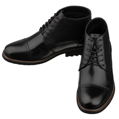 Y41083 - 3.2 Inches Taller (Black) - Lace Up Casual Men's Boots