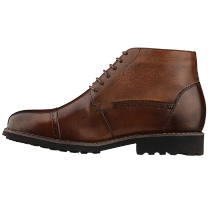 Y41084 - 3.2 Inches Taller (Coffee Brown) - Lace Up Casual Men's Boots