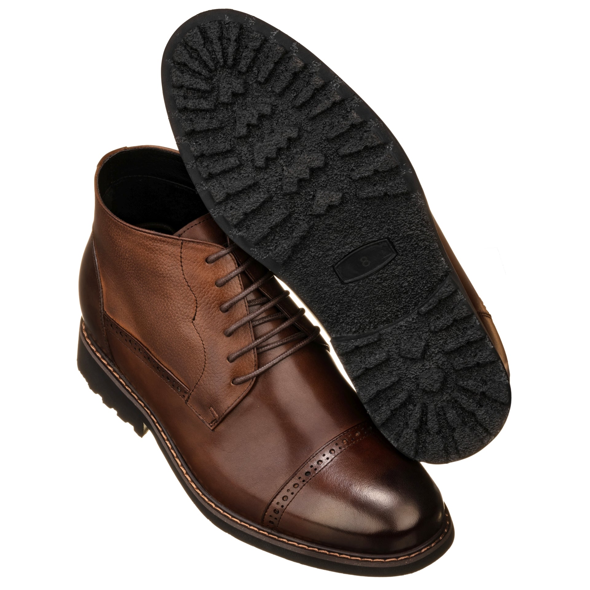 Y41084 - 3.2 Inches Taller (Coffee Brown) - Lace Up Casual Men's Boots