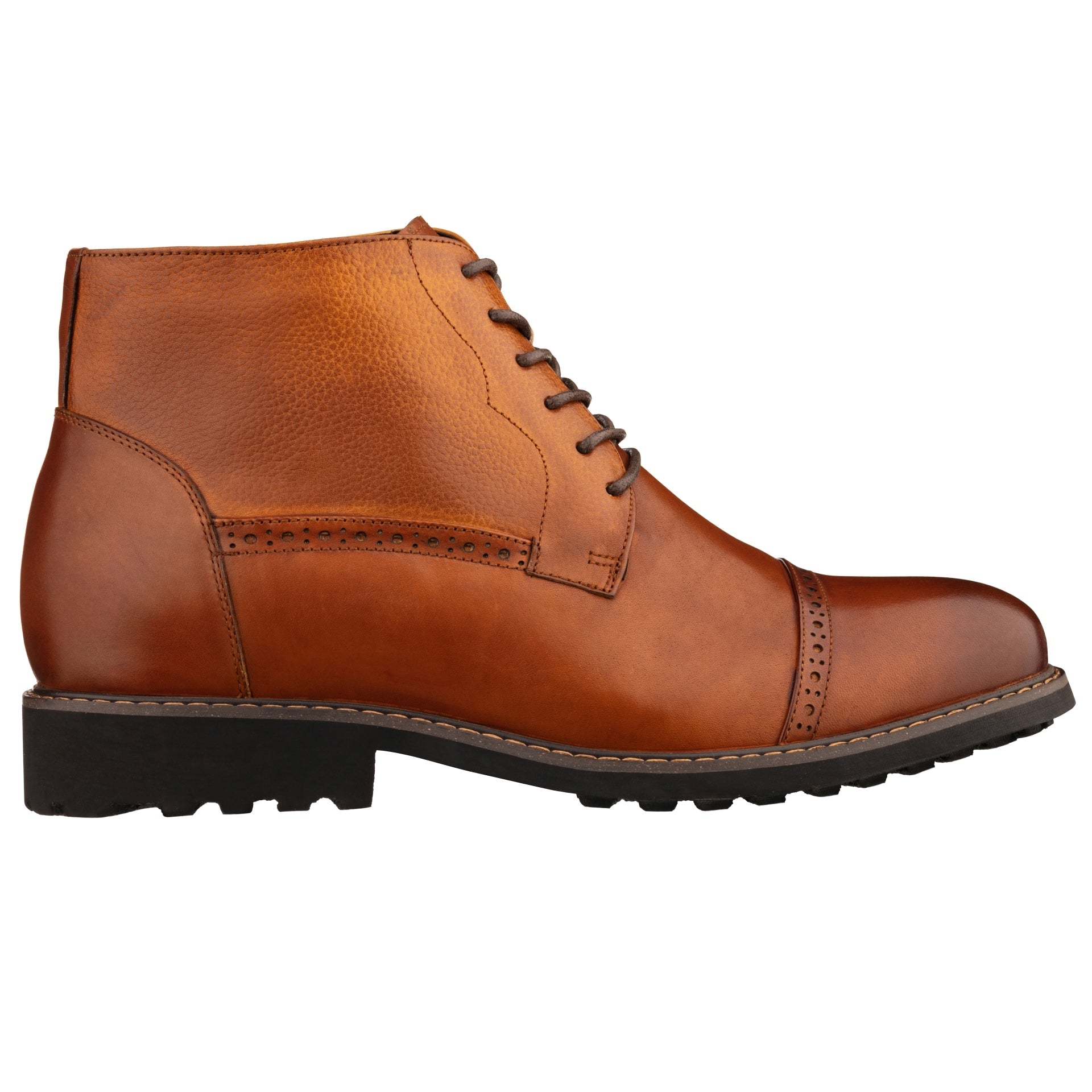 Y41085 - 3.2 Inches Taller (Brown) - Lace Up Casual Men's Boots