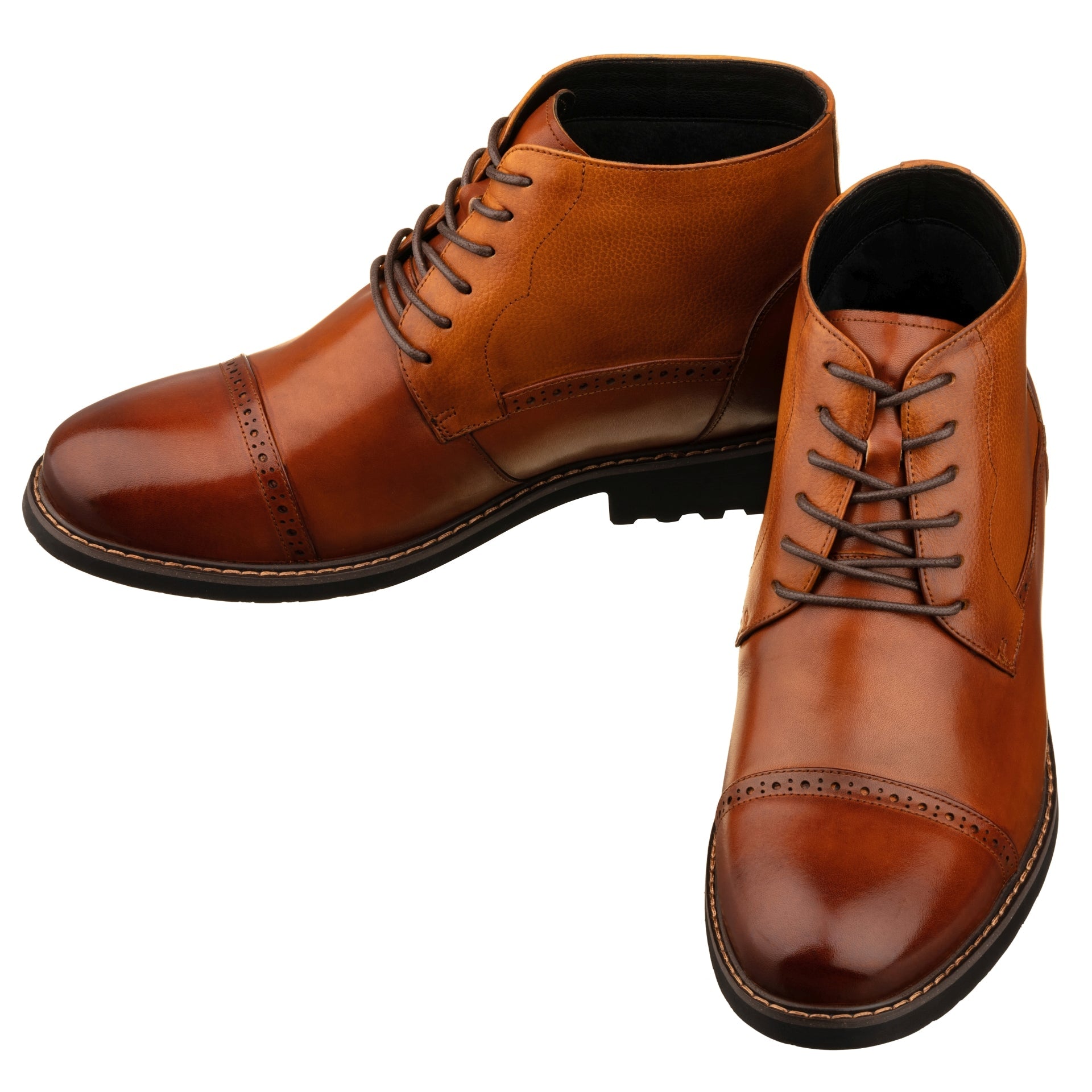 Y41085 - 3.2 Inches Taller (Brown) - Lace Up Casual Men's Boots