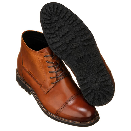 Y41085 - 3.2 Inches Taller (Brown) - Lace Up Casual Men's Boots