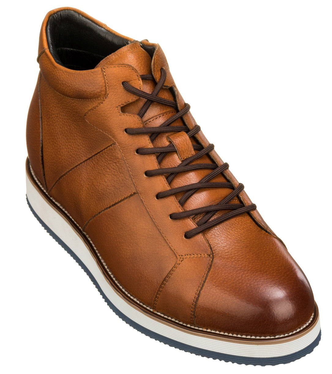 Y6022 - 3 Inches Taller Zipper Men's Boots (Tan)