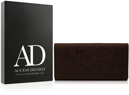 Embossed Floral Accordion Leather Wallet