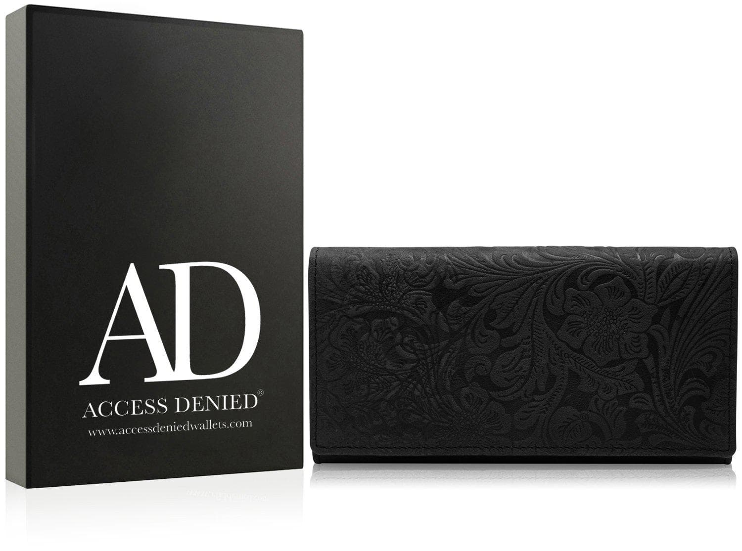 Embossed Floral Accordion Leather Wallet