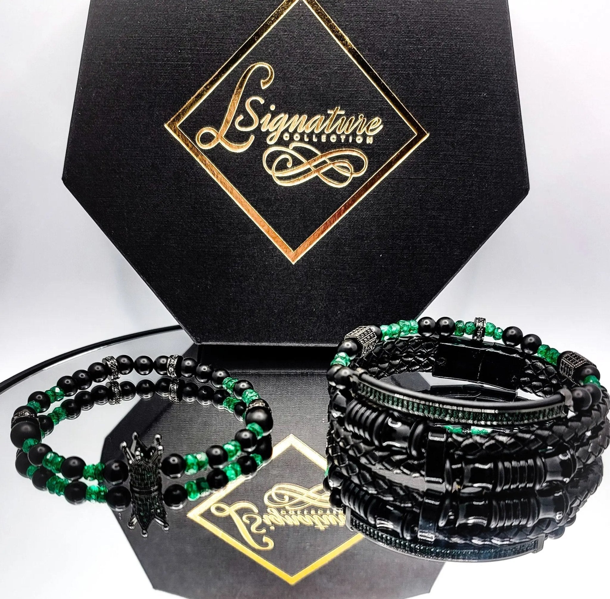 Emerald Stone Bracelet Set
