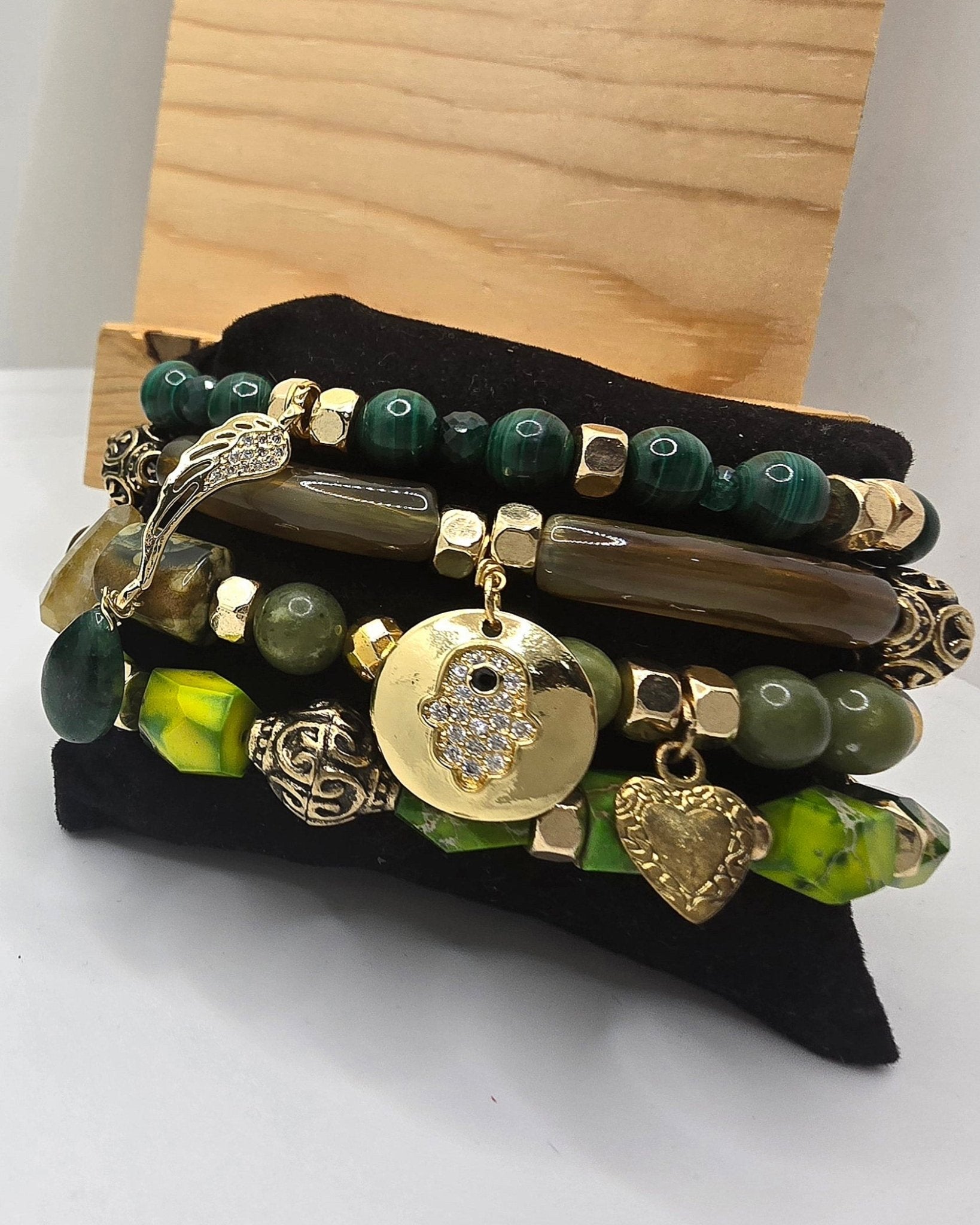 Emperial Green Bracelet Set | Malachite, Jade, Jasper, and Emeralds
