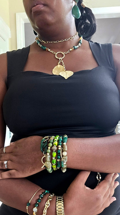 Emperial Green Bracelet Set | Malachite, Jade, Jasper, and Emeralds
