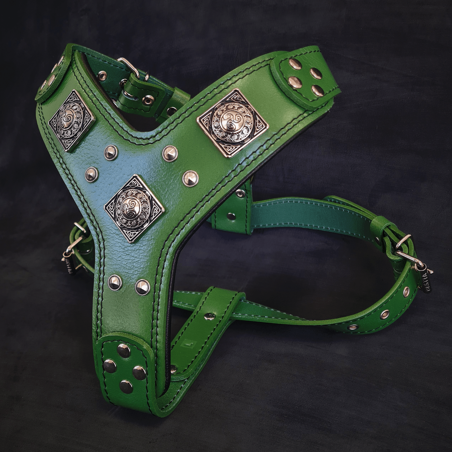The "Eros" Dog Harness. Green
