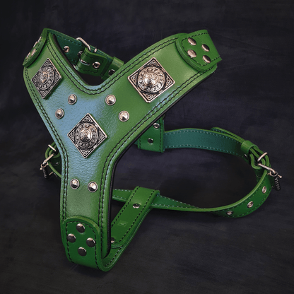 The "Eros" Dog Harness. Green