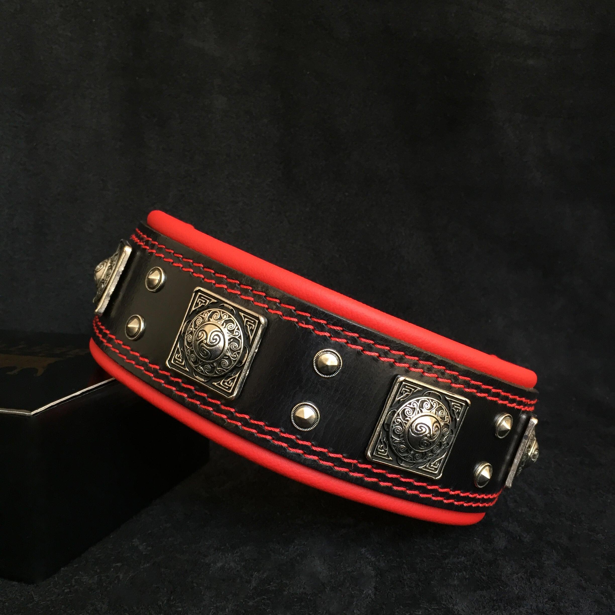 The "Eros" Dog Collar 2.5-inch Wide. Black & Red