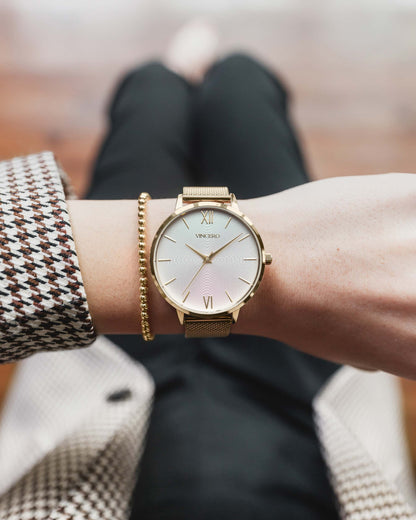 Eros Mesh Petite Women's Watch - Gold + Satin