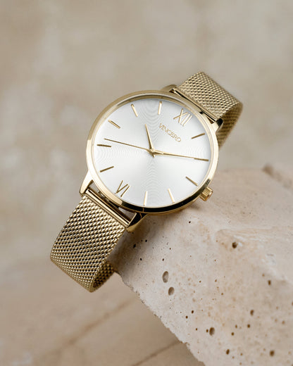 Eros Mesh Petite Women's Watch - Gold + Satin