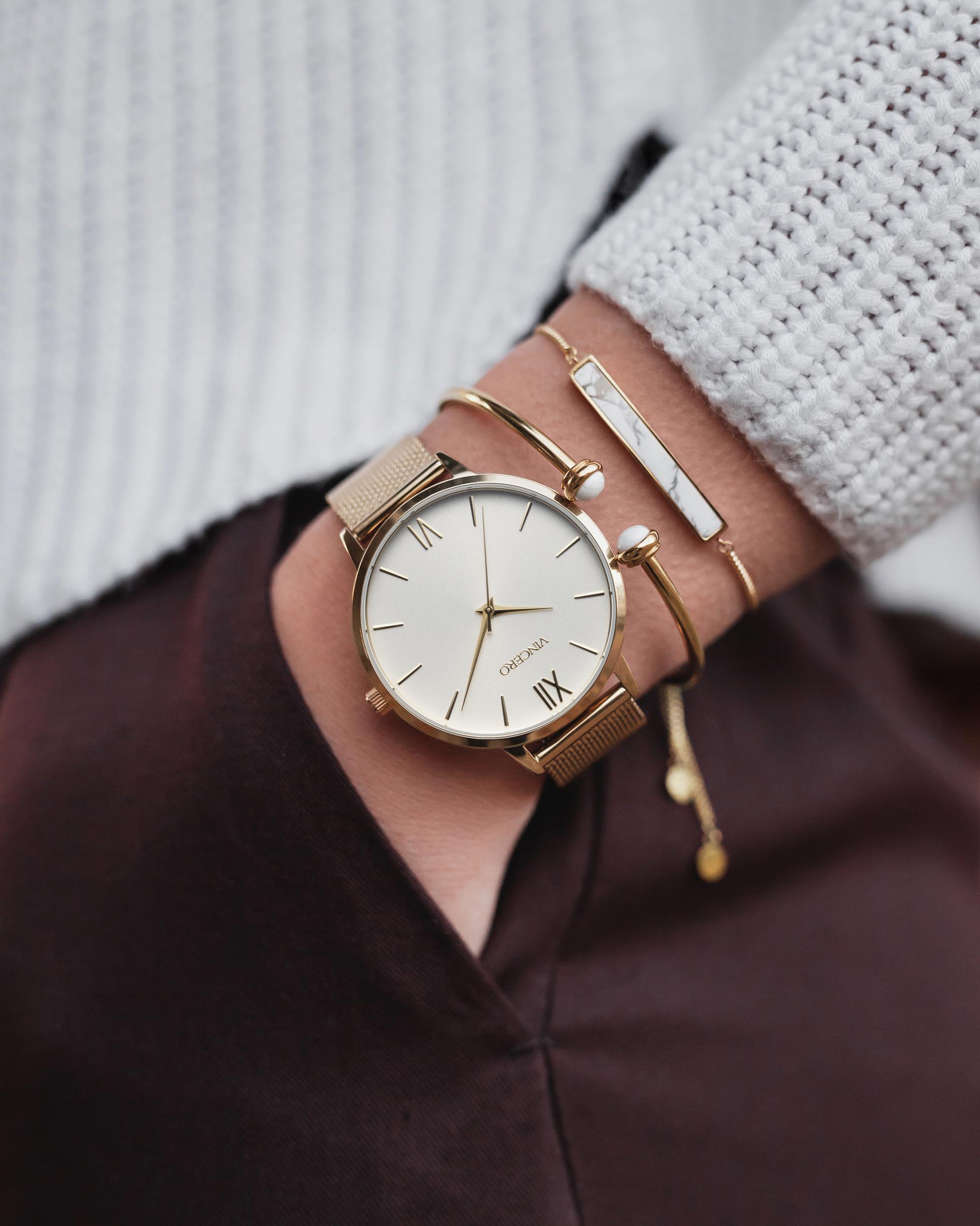 Eros Mesh Petite Women's Watch - Gold + Satin