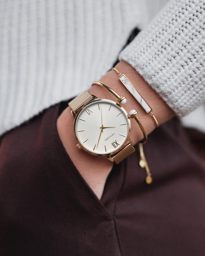 Eros Mesh Petite Women's Watch - Gold + Satin