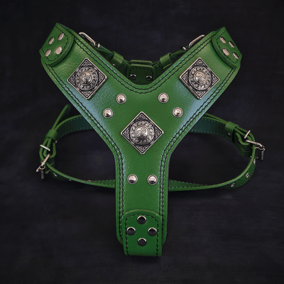 The "Eros" Dog Harness. Green