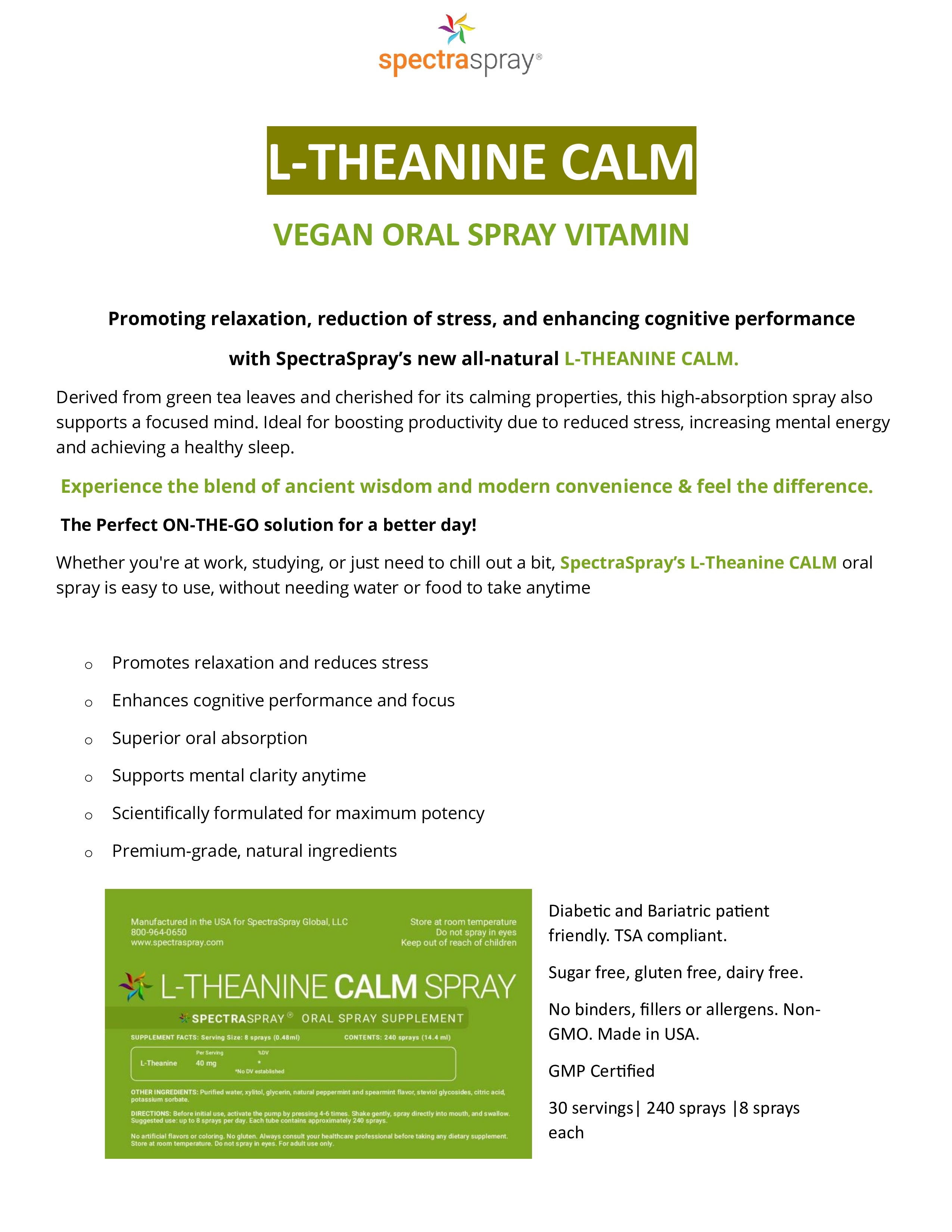 L-THEANINE CALM Supplement Spray