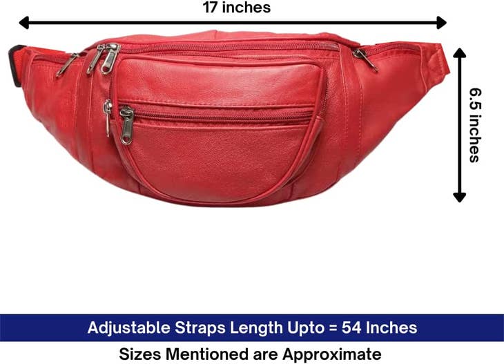 Harold Nappa Leather Large Size Red Waist Fanny Bag