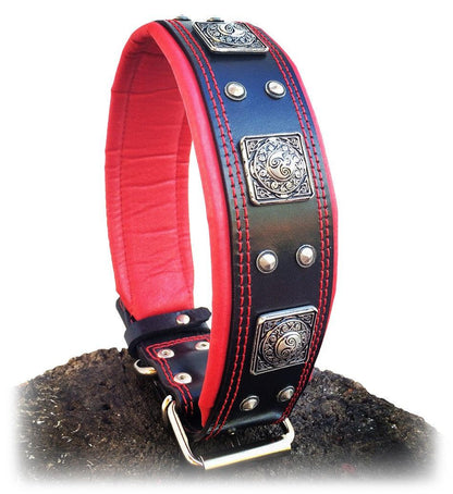 The "Eros" Dog Collar 2.5-inch Wide. Black & Red