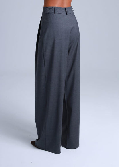 Broadway Sophia Wide-Leg Virgin Wool Pants in Mid Grey