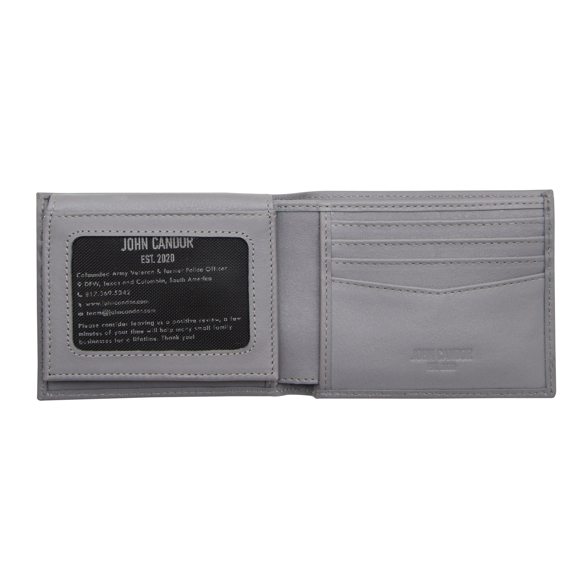 Carry-It-All Bifold Mens Leather Wallet (American Flag optional)