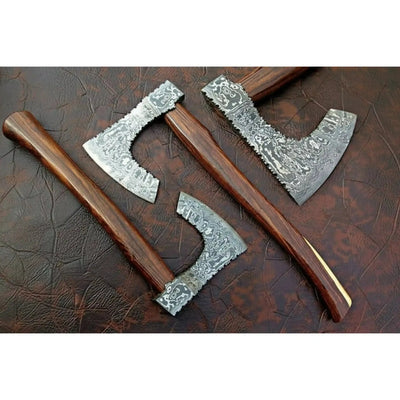 Custom Handmade Bearded Viking Axe with Damascus Steel Blade and Hardwood Handle | JW SteelCrafts