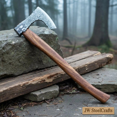 Custom Handmade Bearded Viking Axe with Damascus Steel Blade and Hardwood Handle | JW SteelCrafts