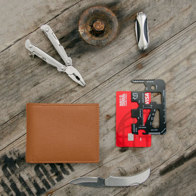 Carry-It-All Bifold Men's Leather Wallet (American Flag optional)