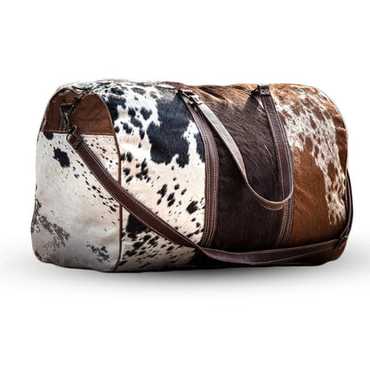 Real Cowhide Leather Hair-On Duffel Bag Large Cowhide Travel Bag