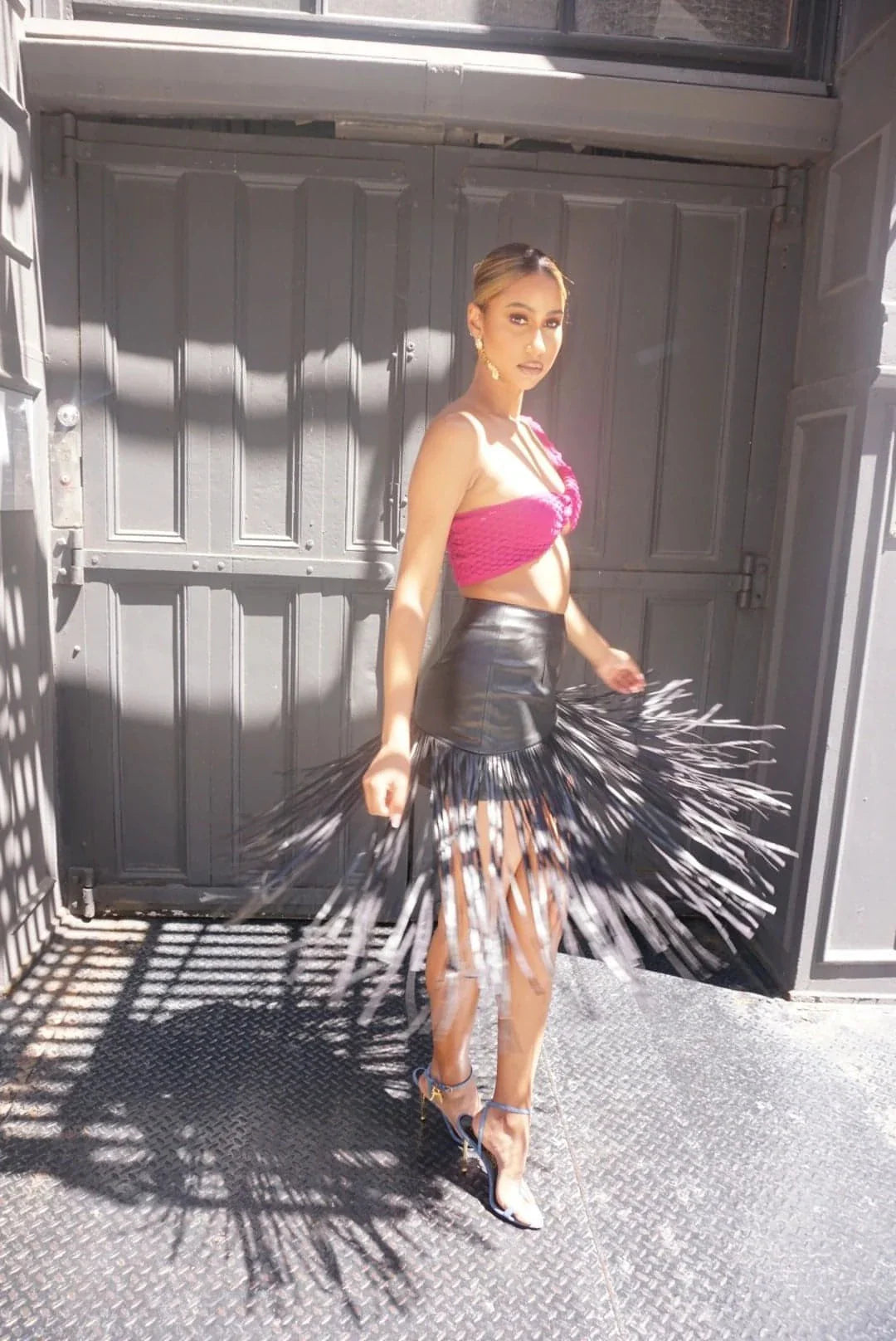 Gigi Skirt – Asymmetrical Vegan Leather Skirt with Fringe