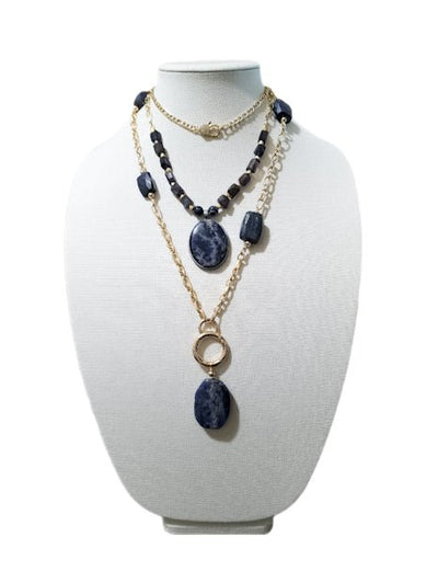 Iolite and Sodalite Layer Necklace Set