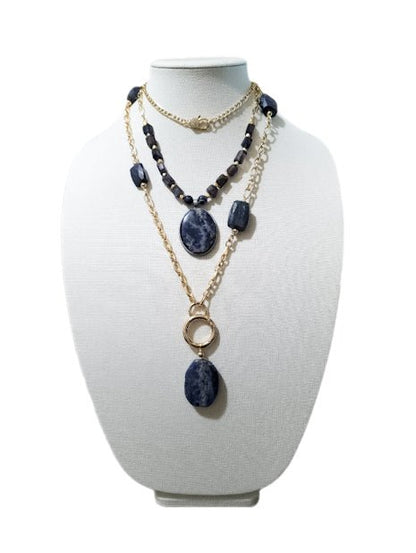 Iolite and Sodalite Layer Necklace Set