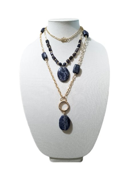 Iolite and Sodalite Layer Necklace Set