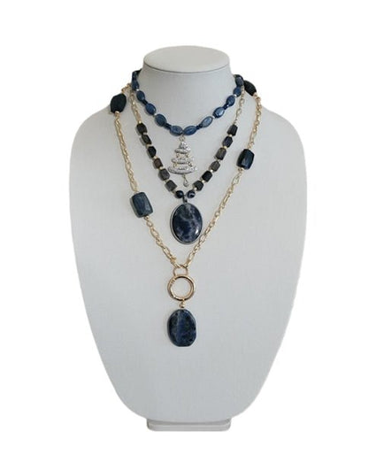 Iolite and Sodalite Layer Necklace Set