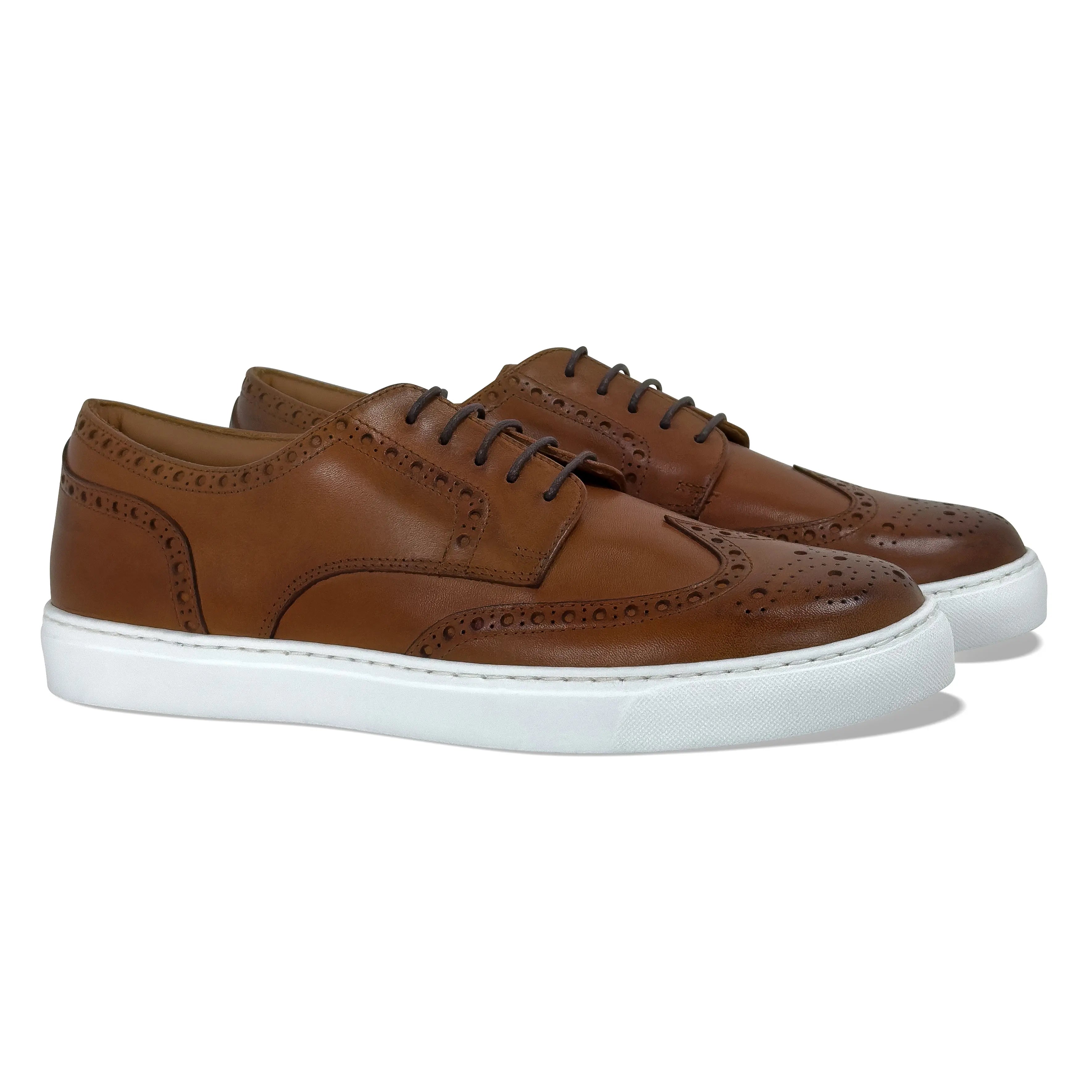 Men's Don Giovanni Wingtips Sneakers - Cognac w/ White Sole