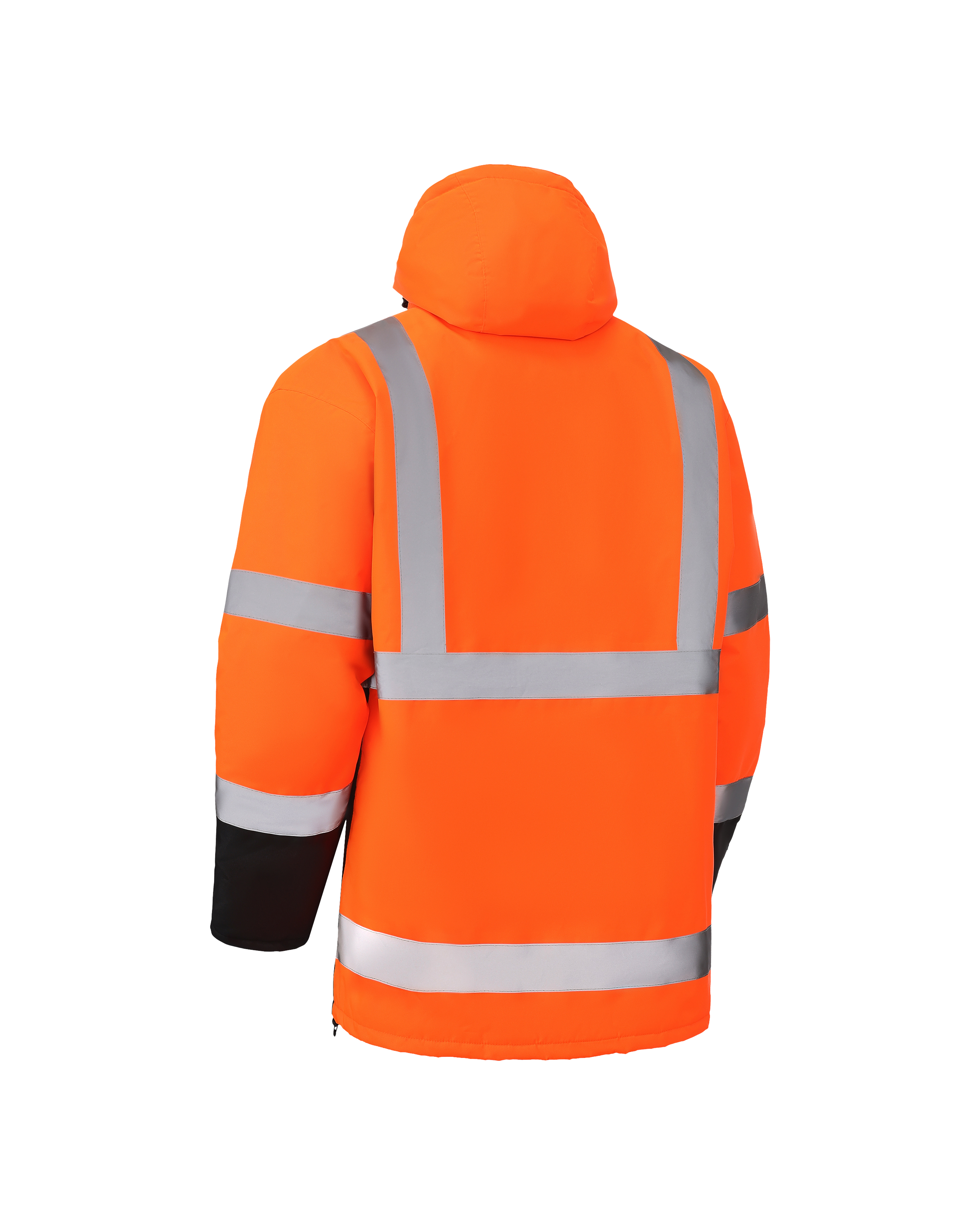 High Visibility Hooded & Quilt Lined ANSI/ISEA 107-2020, Type R, Class 3 Two Tone Water Resistant Orange Safety Jacket [R71400]