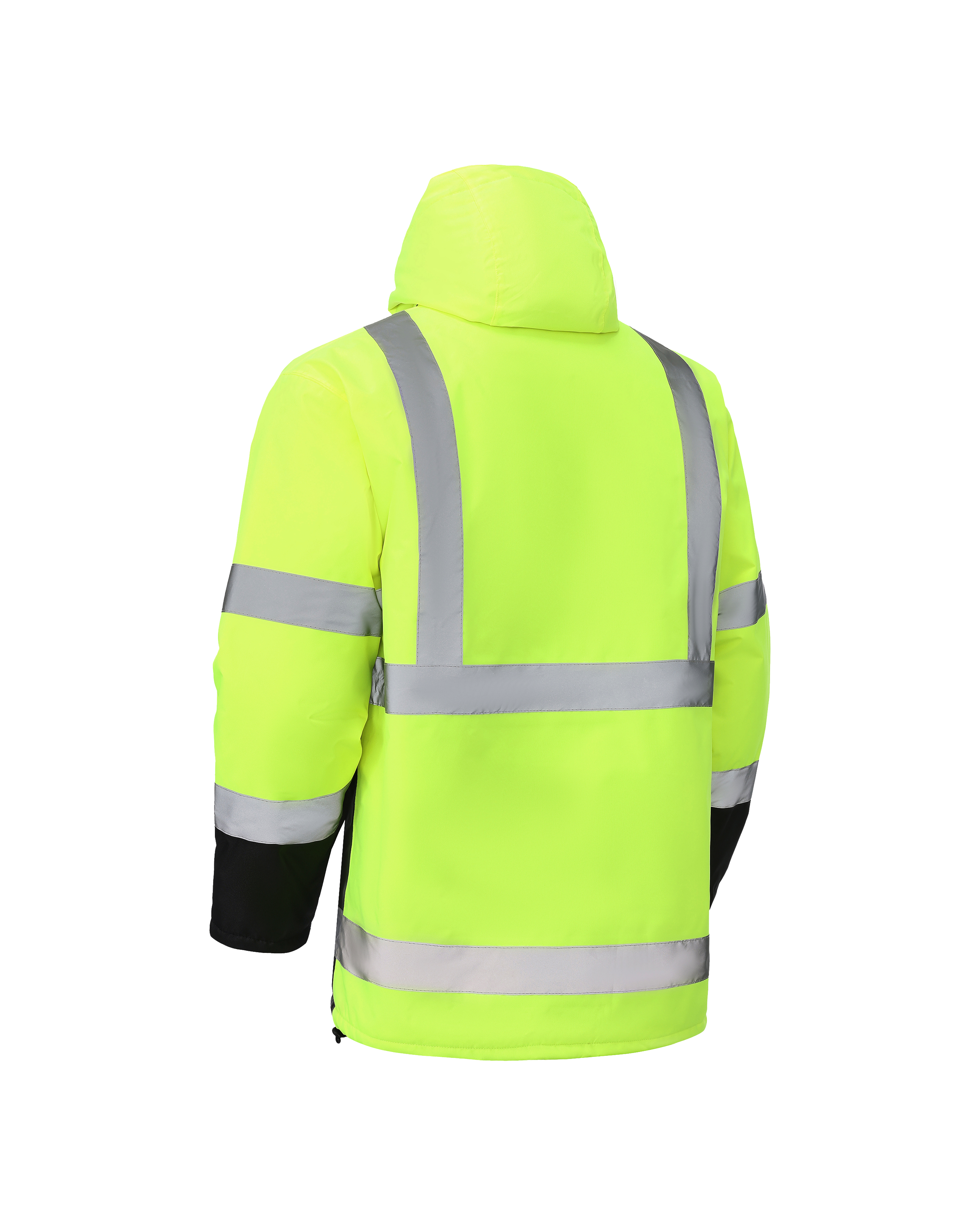 High Visibility Hooded & Quilt Lined ANSI/ISEA 107-2020, Type R, Class 3 Two Tone Water Resistant Neon Safety Jacket [R71300]
