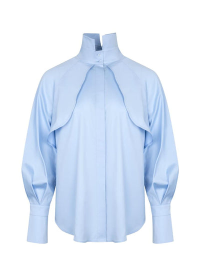 Diva Business Style Blue Organic Cotton Shirt