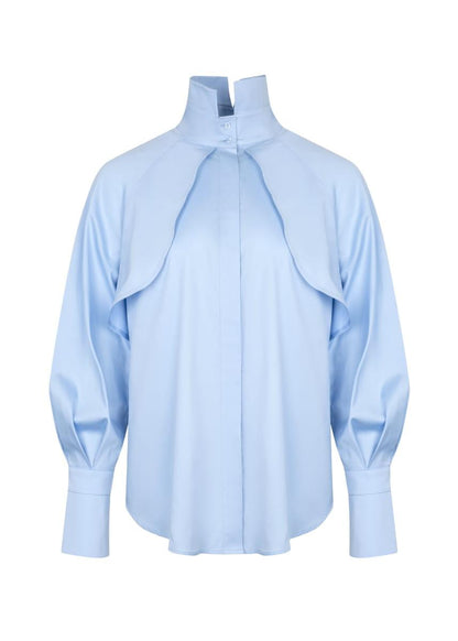Diva Business Style Blue Organic Cotton Shirt