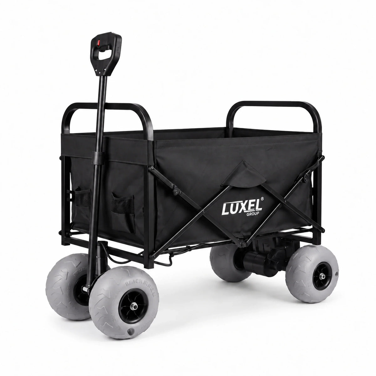 Electric Beach Wagon 500W – Motorized Folding Cart with Balloon Wheels Black