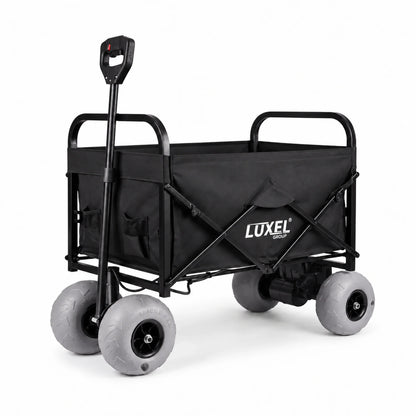 Electric Beach Wagon 500W – Motorized Folding Cart with Balloon Wheels Black