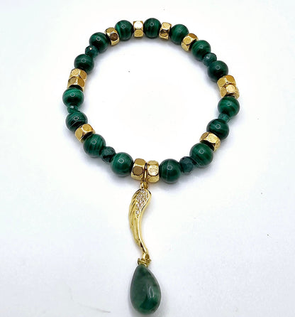 Malachite and Emerald Bracelet