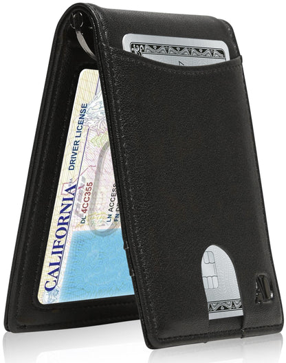 Money Clip Bifold Wallet with Pull Strap