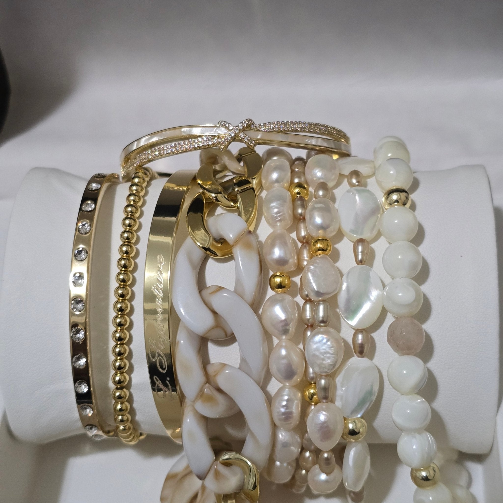 Mother of Pearl Stacked Bracelet Set