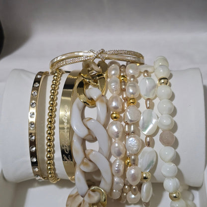 Mother of Pearl Stacked Bracelet Set