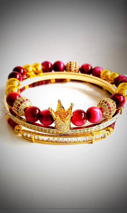 My "Ruby" Crown Bracelet Set