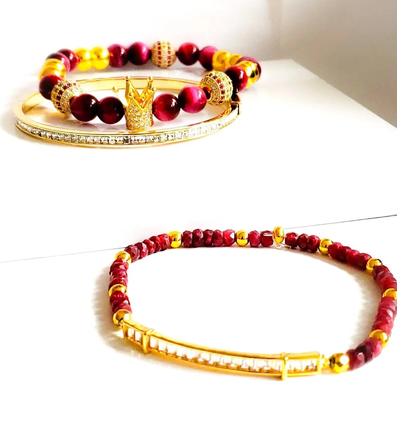 My "Ruby" Crown Bracelet Set