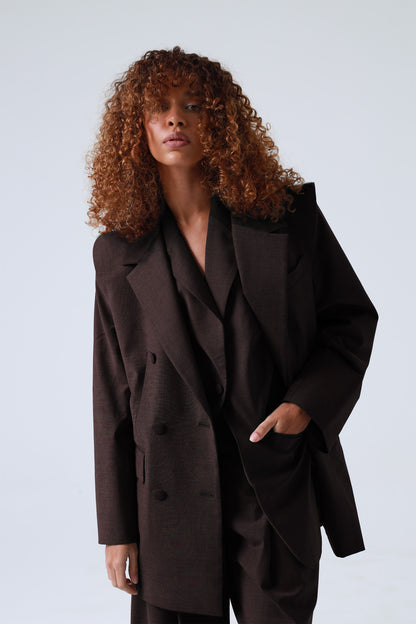 Broadway 3-Piece Monica Tailored Virgin Wool Suit in Dark Coffee