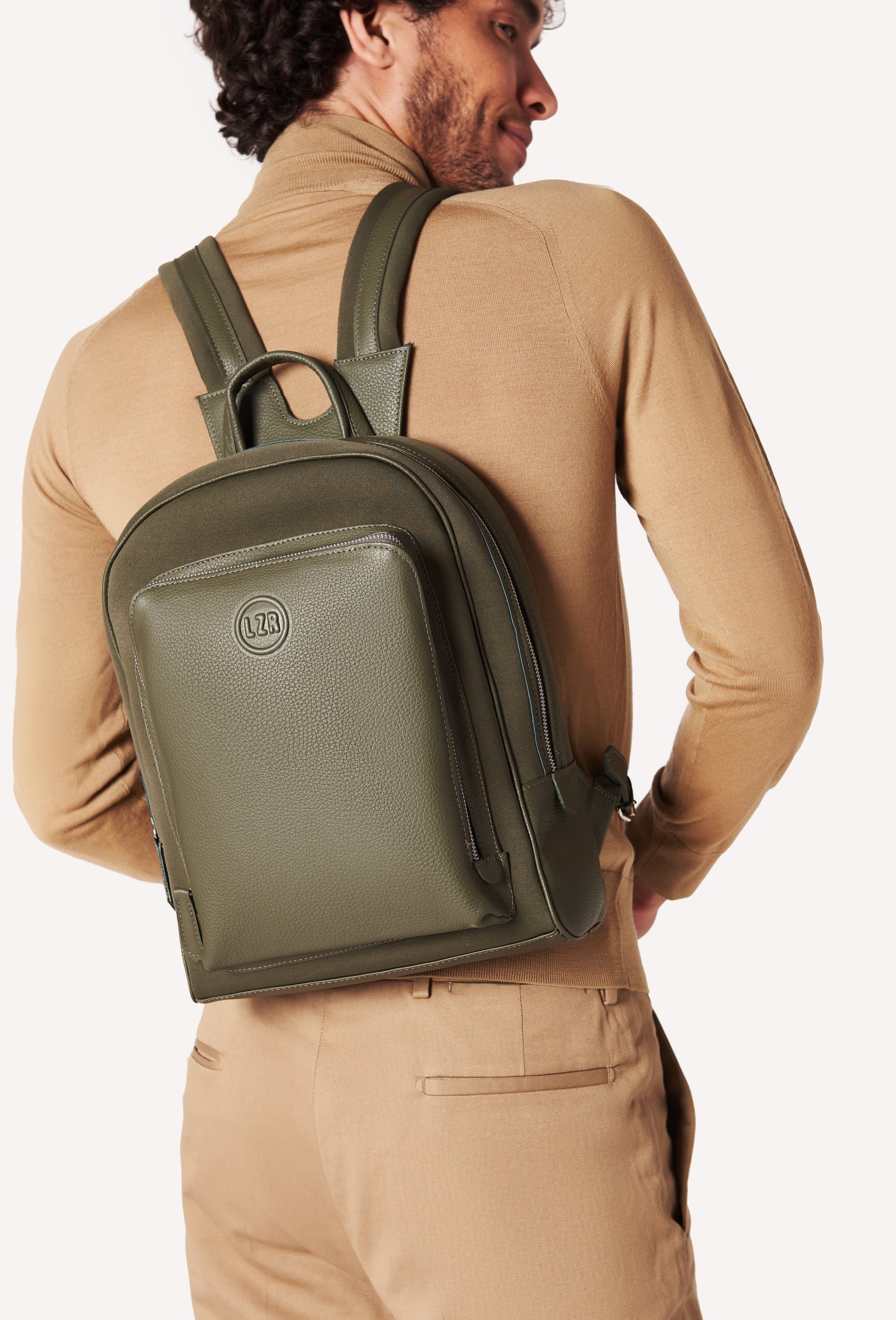 Olive Everyday Neoprene & Leather Backpack